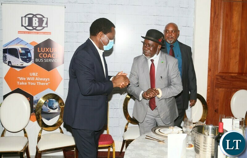 President Hakainde Hichilema with Chief Munena  during the Gala Dinner and meet the President at Mulungushi Conferance Center 