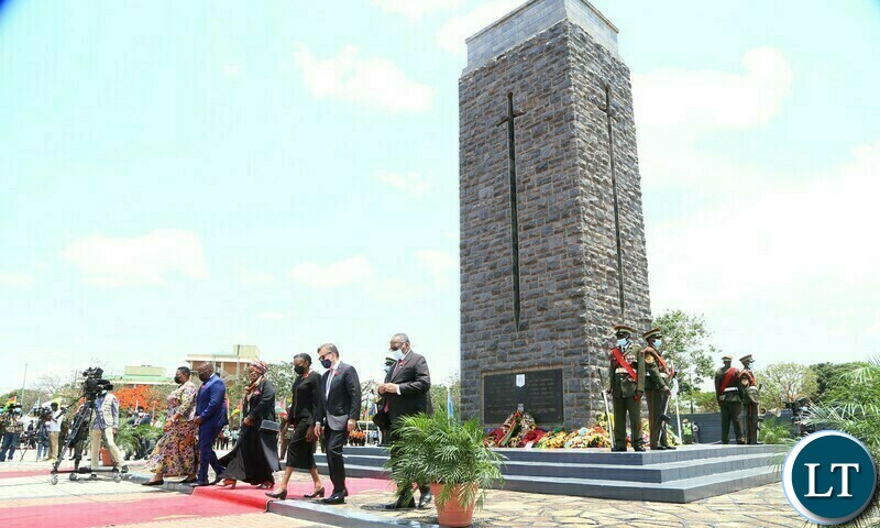Diplomats accreditaed to Zambia after laying wreaths at the cenotaph during the remembrance day of the first World War at the Cenotaph in Lusaka yesterday. Sunday, November 14, 2021. Picture by ROYD SIBAJENE/ZANIS 