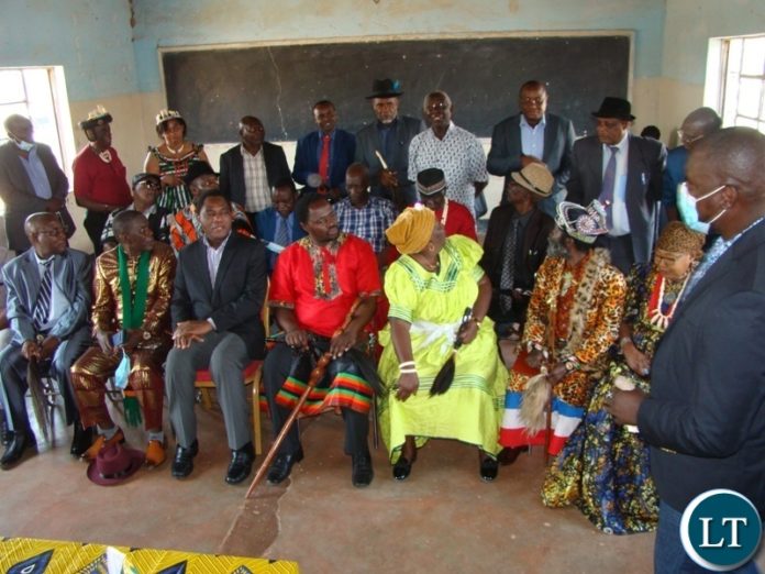 PRESIDENT Hakainde Hichilema poses for a photo with Southern Province Chiefs and a few from other provinces. This shortly before he graced the 2021 Samu Lya Moomba traditional ceremony in Bweengwe, Monze yesterday. PRESIDENT Hakainde Hichilema poses for a photo with Southern Province Chiefs and a few from other provinces. This shortly before he graced the 2021 Samu Lya Moomba traditional ceremony in Bweengwe, Monze yesterday.