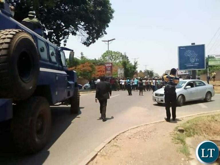 UNZA students  protesting over the go-slow by Lecturers