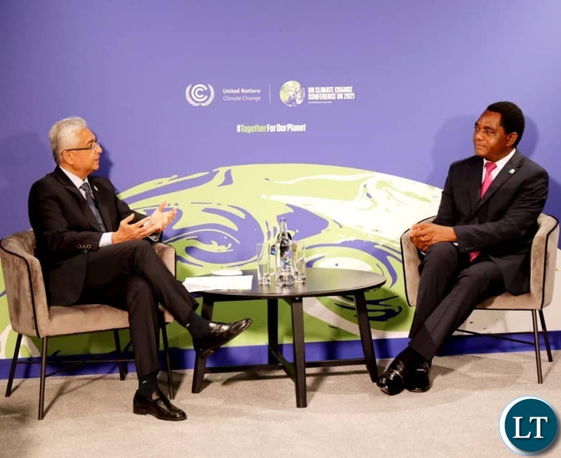 President Hakainde Hichilema meeting with the Prime Minister of Mauritius, Mr Pravind Jugnauth.