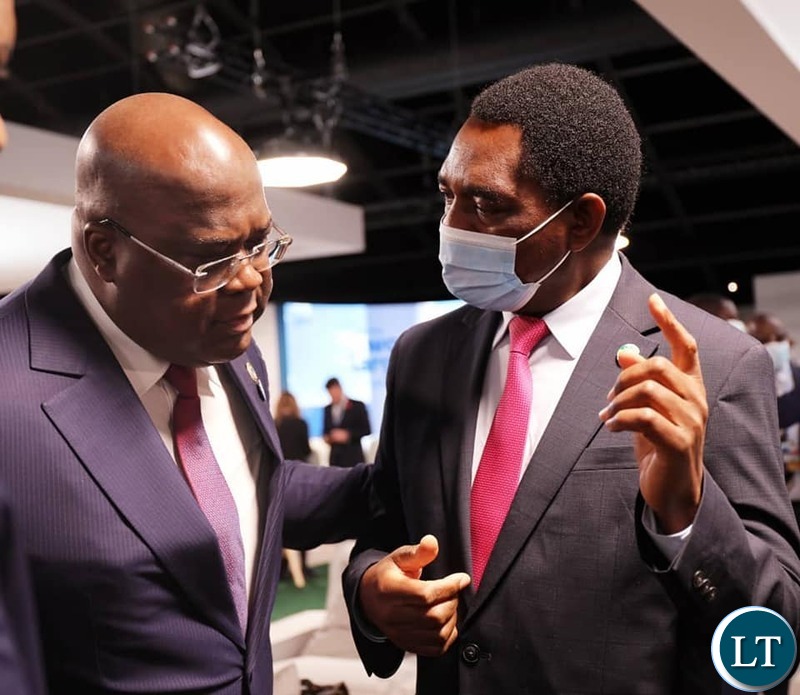 President Hakainde Hichilema meeting with Congolese, President Félix Antoine Tshisekedi