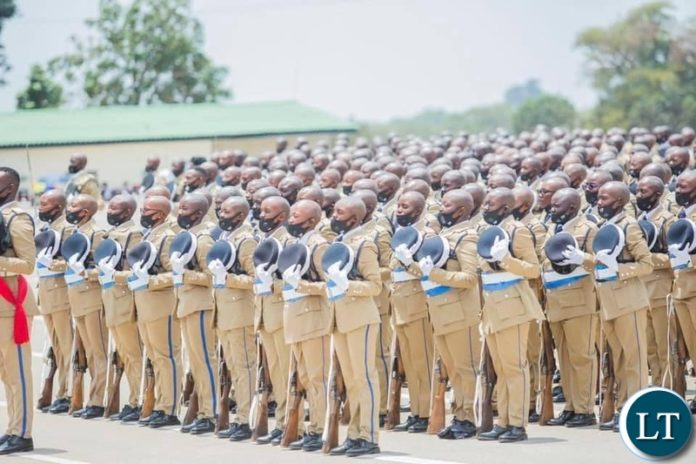 President Hakainde Hichilema officiating at at the graduation ceremony of 1, 341 officer-recruits at the Zambia Police, Lilayi Training College in Lusaka.