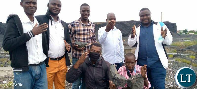 Mufulira UPND youth district & constituencies executives witnessing the official handover of the black mountain in kitwe by Hon Paul Kabuswe mines minister & Elisha Matambo copperbelty minister..