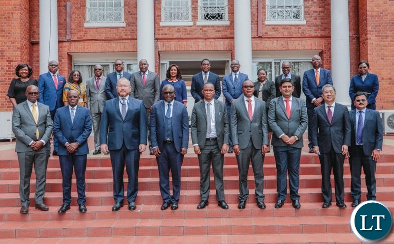 A team from the Bankers Association of Zambia (BAZ) at State House Meeting President Hakainde Hichilema