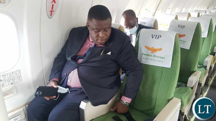 Minister of Transport Frank Tayali on Zambia Airways Plane