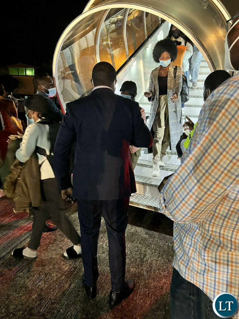 Minister of Home Affairs welcoming 95 Zambians who were evacuated from Ukraine after the Russian invasion