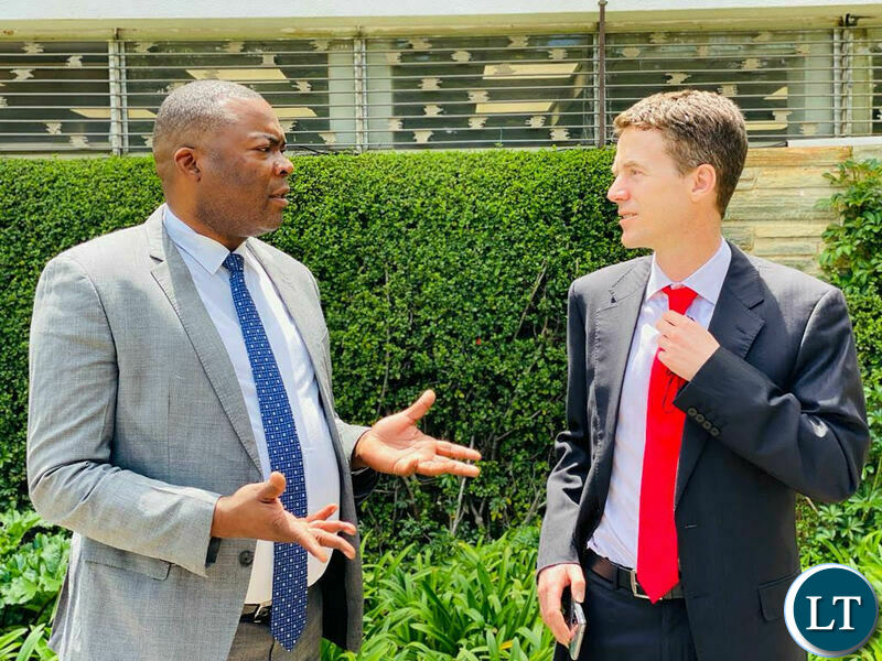 Kabushi MP Bowman Lusambo poses a photo with UK High Commissioner NIcholas Woolley at the British High Commission