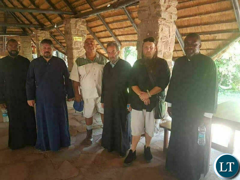 Metropolitan Ioannis with the descendants of the Vlahakis tribe at the missionary center in Chirundu. Credit: Facebook-Metropolis of Zambia