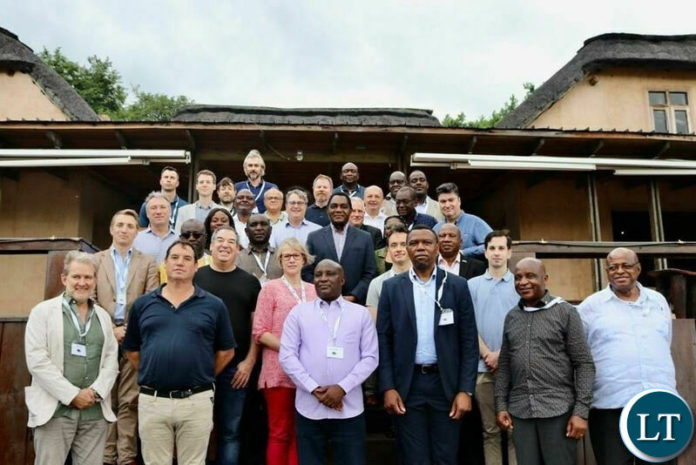 President Hichilema surrounded by delegates to the African Security Dialogue held at Royal Zambezi Lodge which discussed AFRICOM President Hichilema surrounded by delegates to the African Security Dialogue held at Royal Zambezi Lodge which discussed AFRICOM