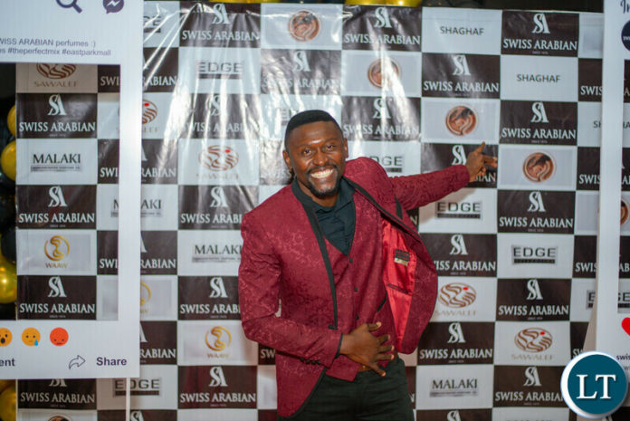 Zambian musician B-flow poses for a photo at the launch of the Swiss Arabian showroom at East Park mall. Zambian musician B-flow poses for a photo at the launch of the Swiss Arabian showroom at East Park mall.