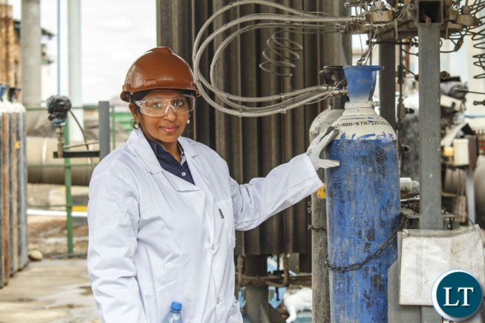 Konkola Copper Mines (KCM) Provisional Liquidator Celine Nair at the Oxygen Plant in Chingola