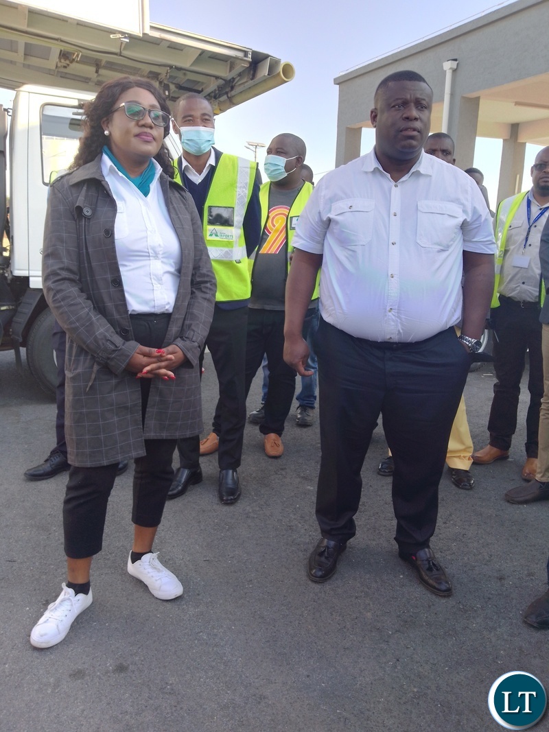Minister of Transport and Logistics Frank Tayali officiating at the inspection ceremony of ground handling equipment held at the Simon Mwansa Kapwepwe International Airport in Ndola.