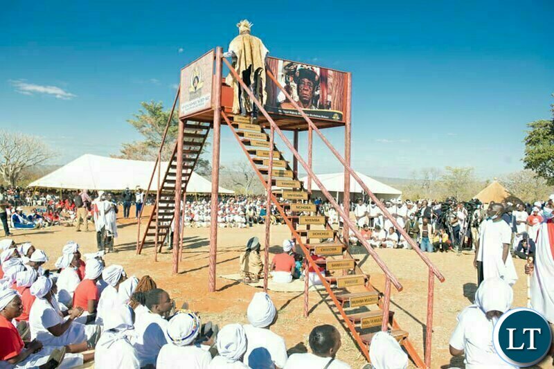 CHief Mukuni at the Bene Mukuni Traditional Ceremony at Simukale Shrine Grounds in Livingstone