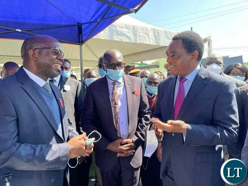 President Hakainde Hichilema visiting the Ministry of Green Economy Stand with Minister Nzovu