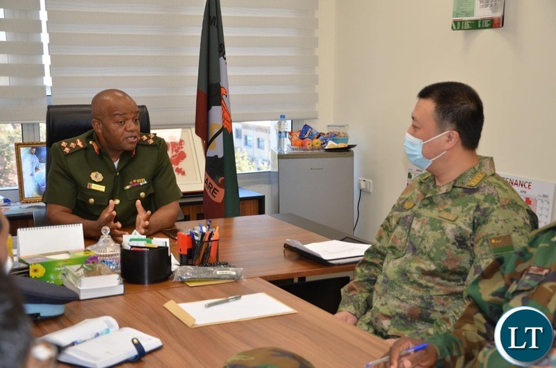 Maina Soko Medical Centre Commandant Brigadier General Bernard Kapatamoyo   with Chinese Defence Attaché to Zambia, Senior Colonel Jiang Lei
