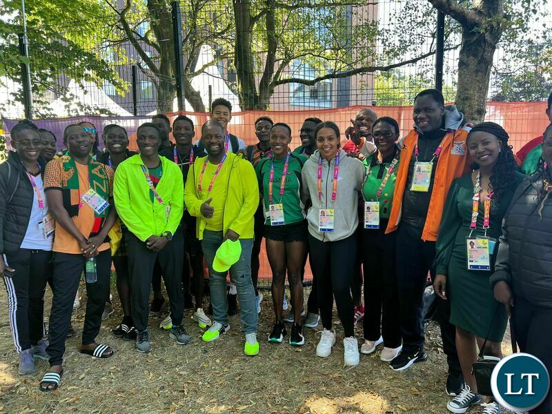 Ministry of Youth and Sports PS , Kangwa Chileshe with Zambia Athletes