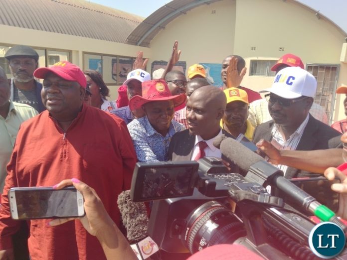 Elisha Matambo with UPND supporters in Ndola