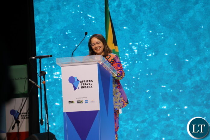 SA Tourism Minister Patricia De Lille delivering her remarks at the official opening of Africa's Travel Indaba in Durban