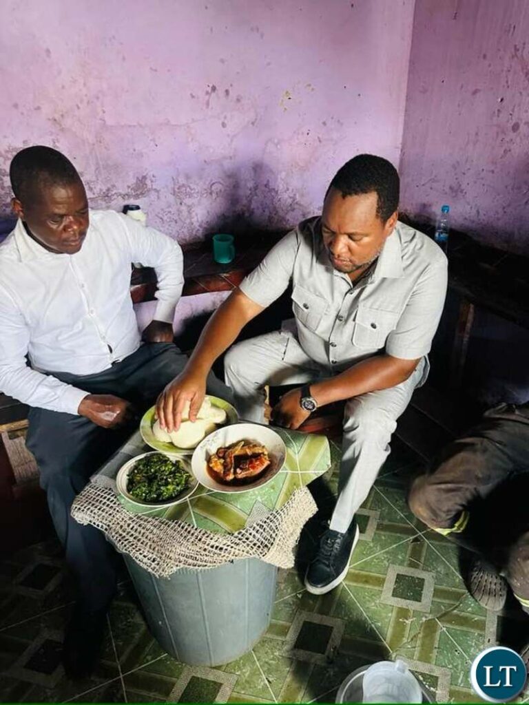 Miles Sampa Enjoys Nshima at Lilanda Market After Church Service