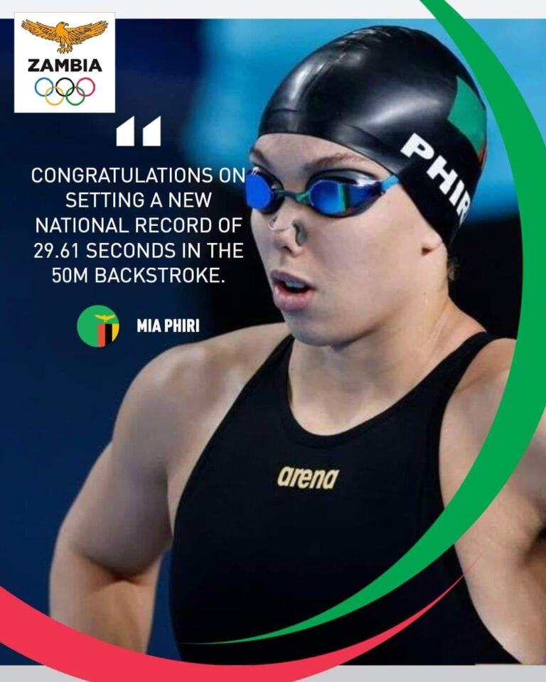 Zambian Swimmer Mia Phiri Breaks National Record at World Aquatics Championships