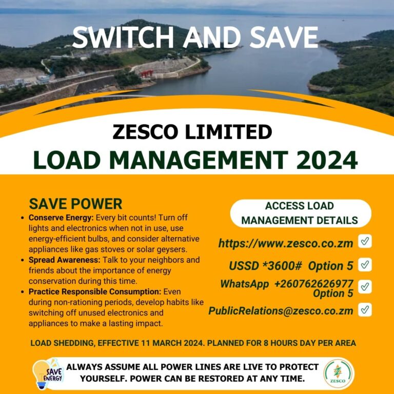 8 hour Load Shedding In Zambia Begins