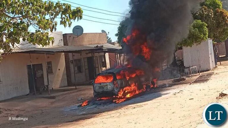 Vehicle Burnt to Ashes at Chipanga Market in Chikankata District