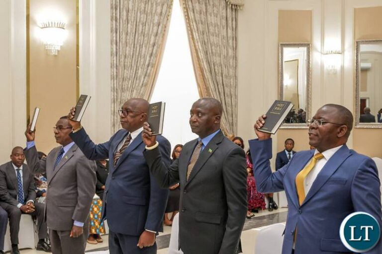President Hichilema Swears In Key Officials, Emphasizes Integrity and National Interest