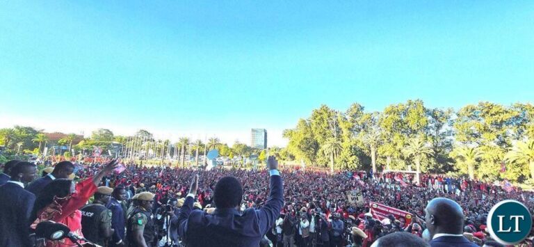 Massive Crowds Mark Hichilema’s Nomination Filing at Mulungushi