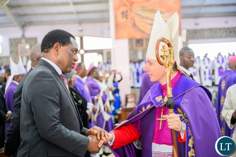 President Hichilema attends late Archbishop Mpundu’s funeral mass