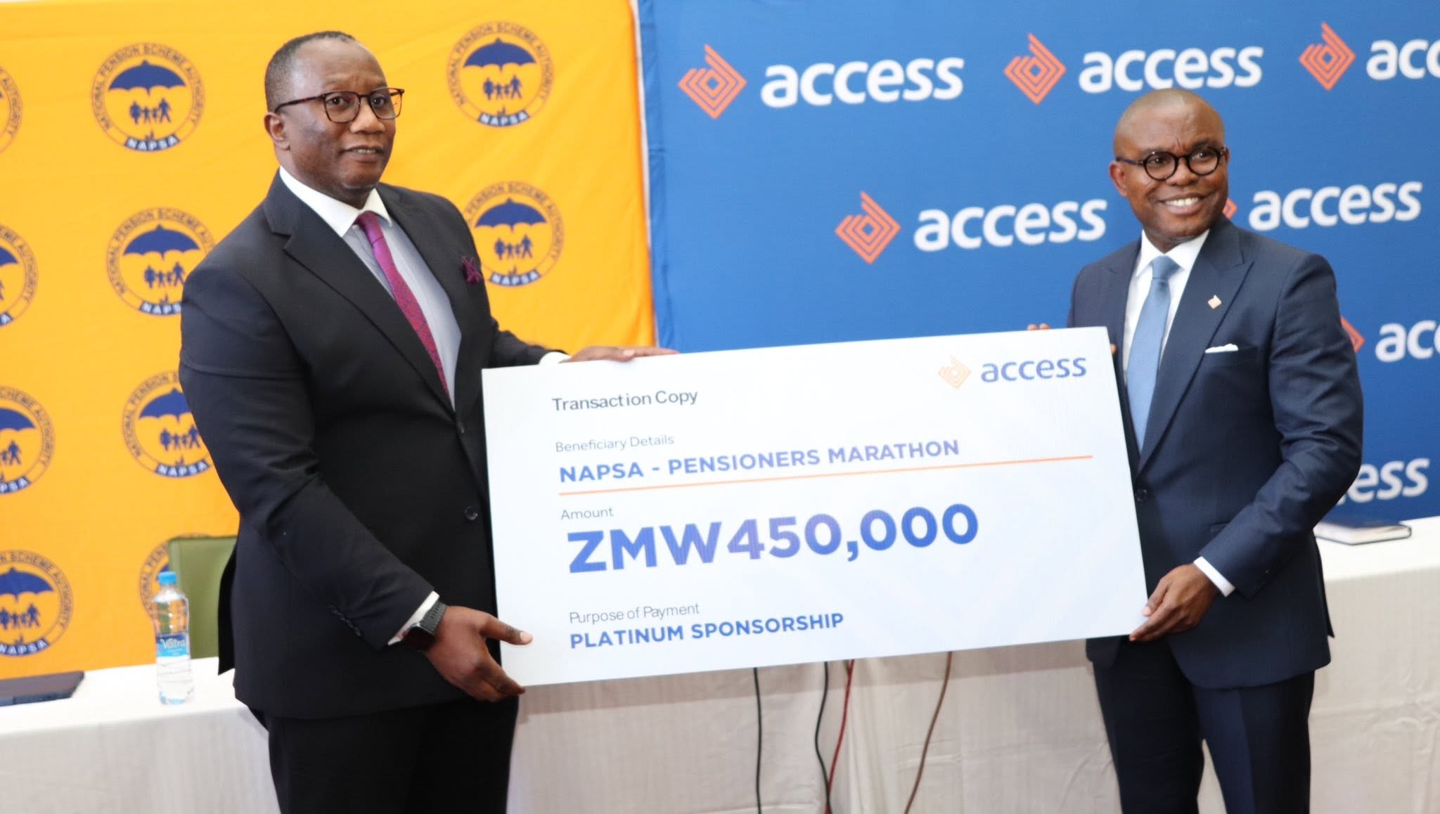 Access Bank donates K450, 000 towards NAPSA marathon